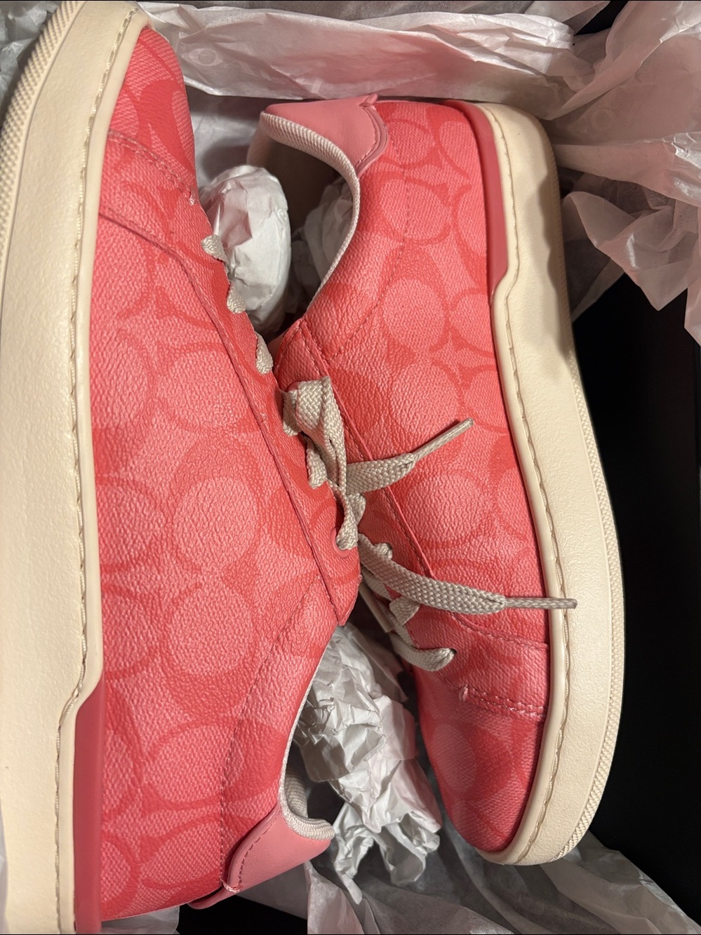 Coach Coral Pink Low-Top Lace-Up Sneakers